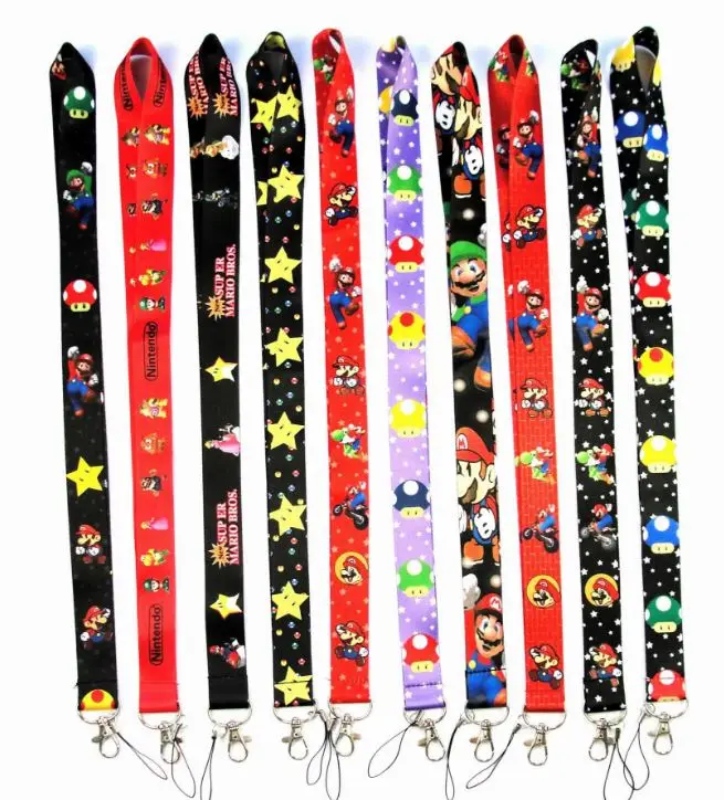 1 Pc Kawaii Cute Super Mario Bros Lanyard Keys ID Cell Phone Neck Strap Toys Action Figure Toy Gift