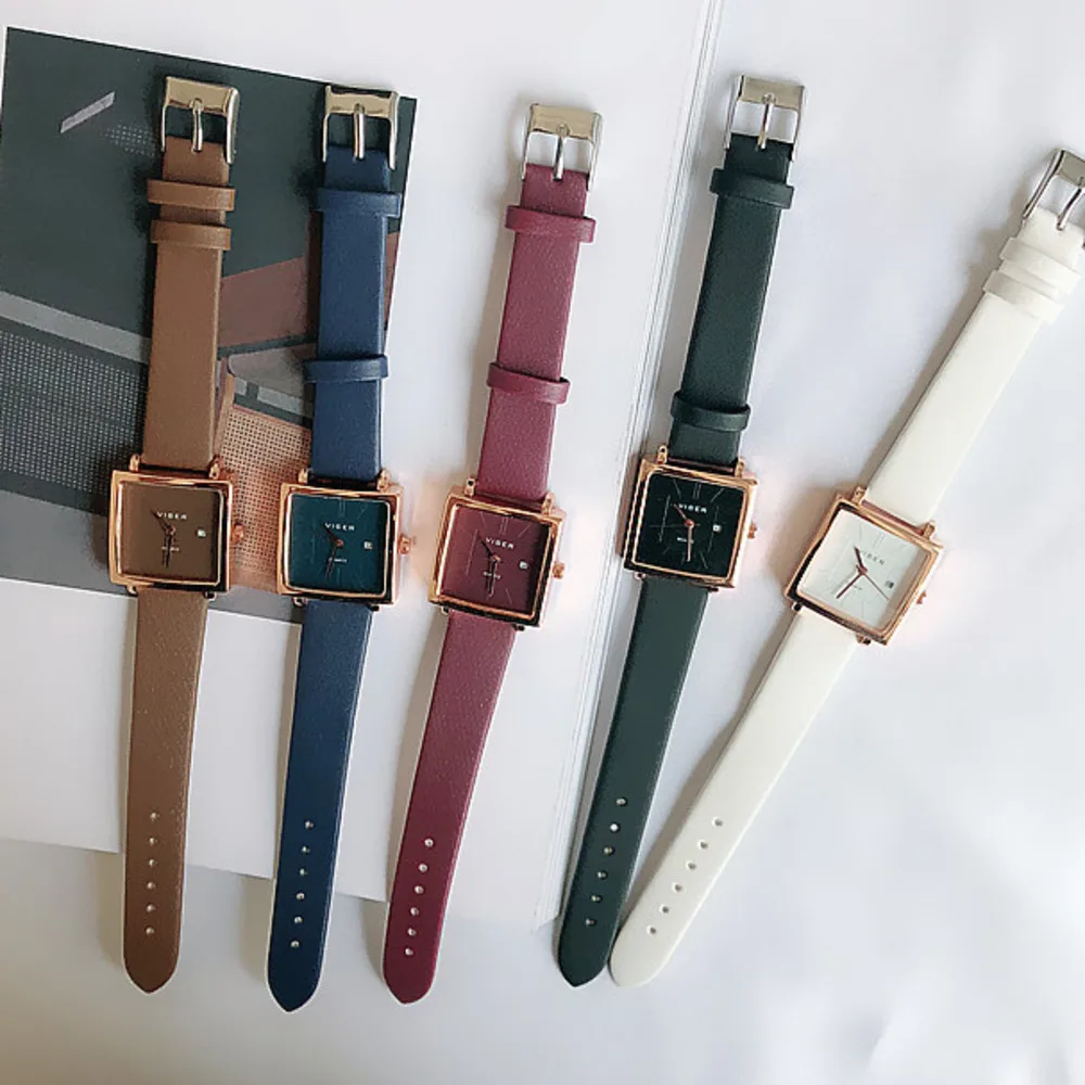 

Different Sociology Surface Woman Quality Leisure Time Concise Fashion Trend Men And Square Calendar Lovers Fund Wrist Watch