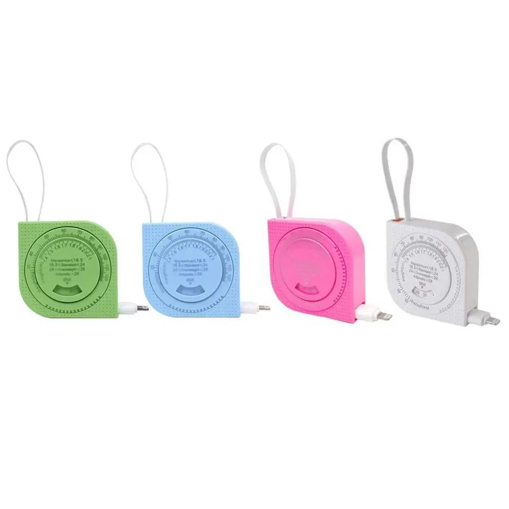 

2 in 1 Ruler Cable Retractable Tape Measure Style Micro USB Data Charge Cable for iPhone iPad Samsung Android 4 Colors Available