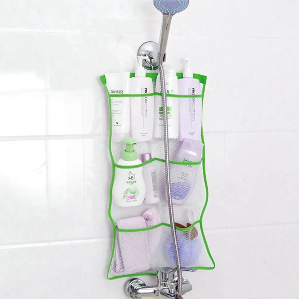 

Portable 6 Pocket Bathroom Shower Bath Hooks Hanging Mesh Organizer Caddy Storage Bag Bathroom Accessories, Toy organizer