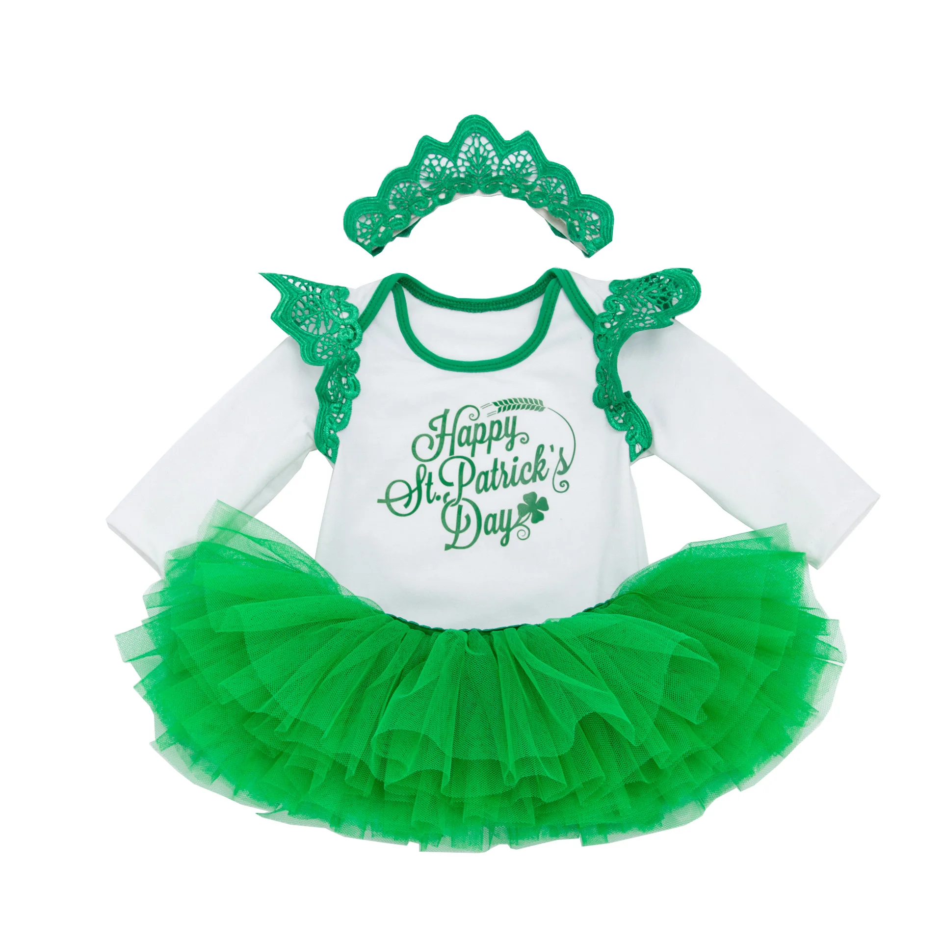 

Baby Girls Happy St Patrick'S Day Outfit Green Party Decor Costume Dress Set