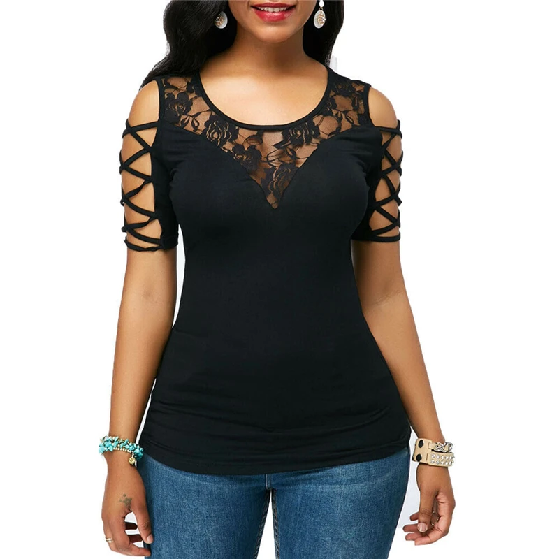 

Women Blouse Summer Off Shoulder Top Womens Tops And Blouses Casual Shirt Tops Black Blouse Lace Female Blouses Roupa Feminina