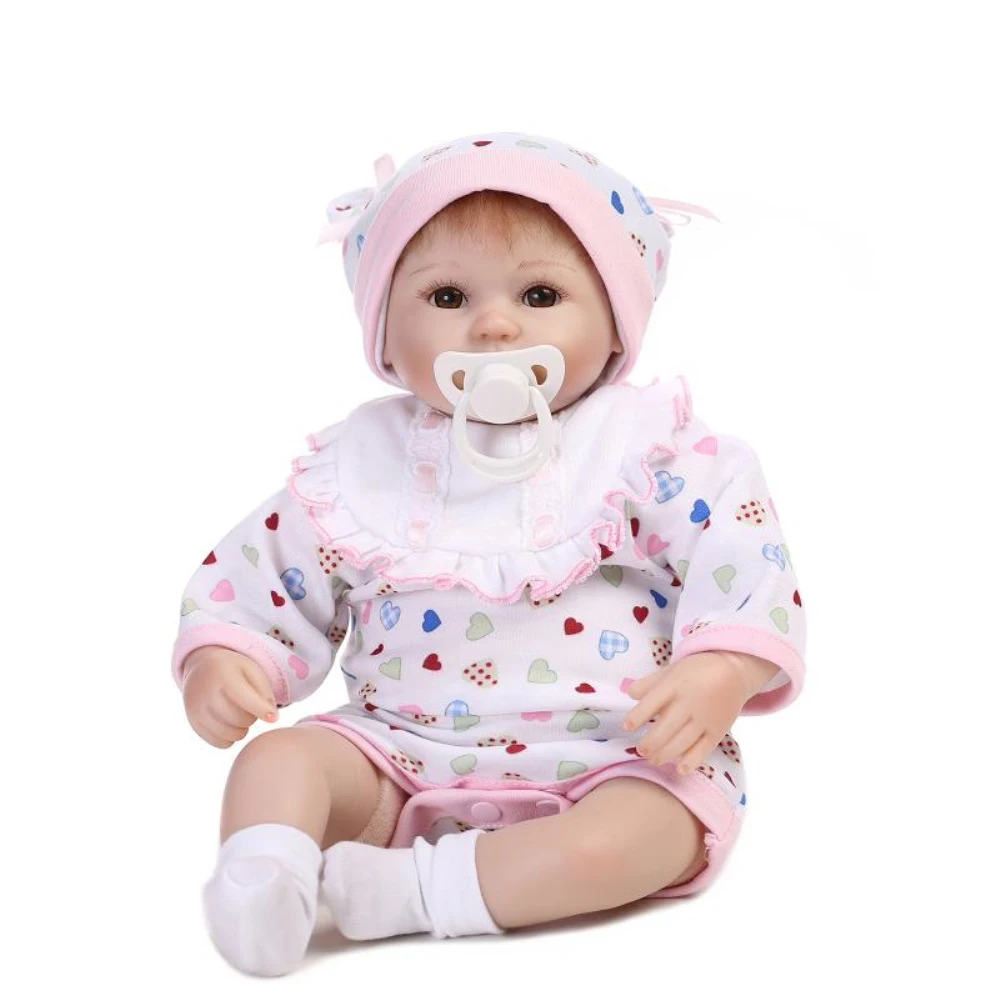 40 см Reborn Baby Doll ручной работы для маленьких девочек Мягкая Силиконовая пустышка