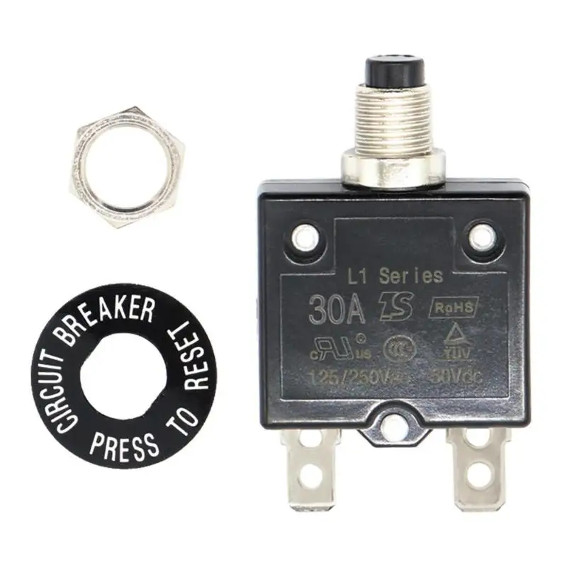 Manual Reset 125-250V AC 50V DC Push Button Switch Thermal Circuit Breaker