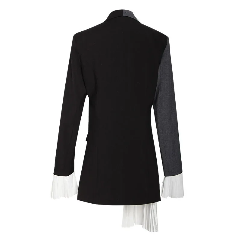 Neue Frauen Falten Split Grau Hit Jacke Flut L050 Black 2019 Großhandel Rxemzg Große Größe 43 Herbst Winter Über Das Knie