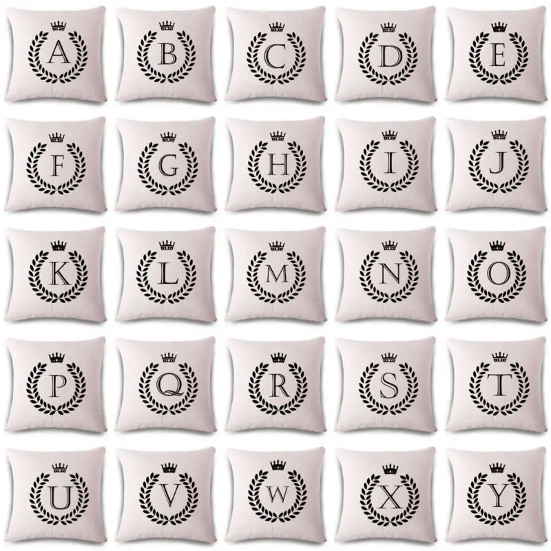 

Fashion A-W Pillow Case Linen Cushion Gift 26 Cover Cotton Home Throw Letters