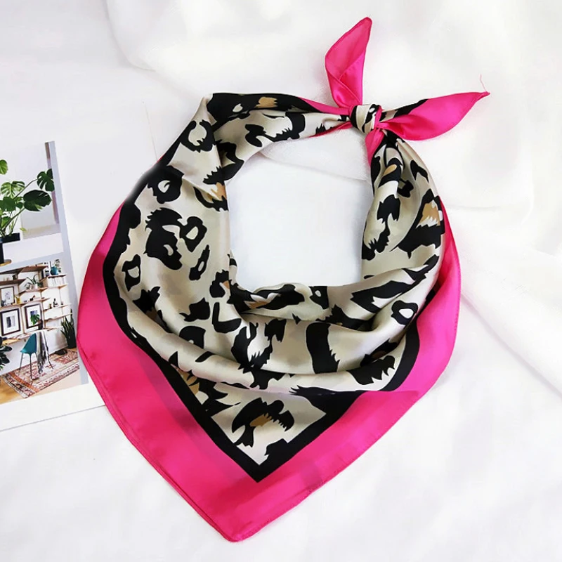 

Hot New women Square Silk Head Neck Scarf Retro Hair Tie Band Fashion Sexy Leopard Printed Satin Square Wraps