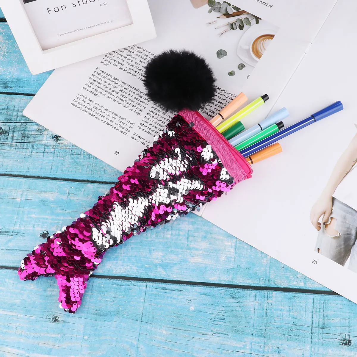 

MSemis New Reversible Sequin Zipper Coin Purses Mini Small Storage Bag Colorful School Office Supply Fashion Magic Pencilcase