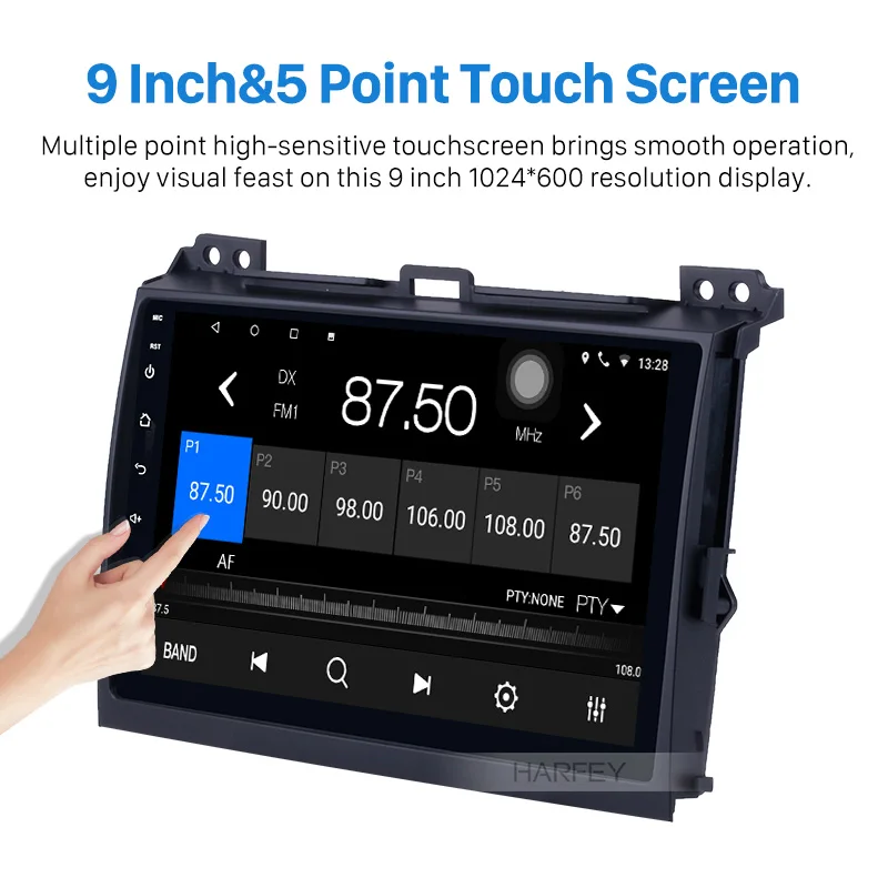 Top Harfey 2Din Android 9.0/8.1 9" Car Radio For Toyota Prado 2007-2010 Touchscreen Wifi Multimedia Player GPS Head Unit 2