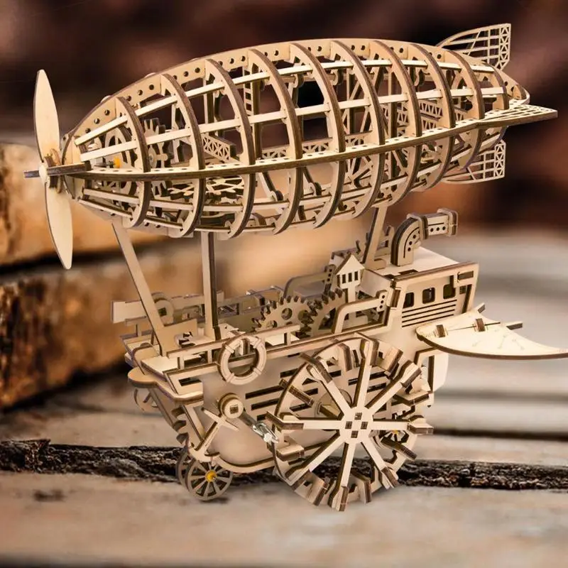 

DIY Airship Gear Drive Clockwork Assemble Toys 3D Wooden Puzzle Model Building Toys Learniong Educational Model Toys for Kids