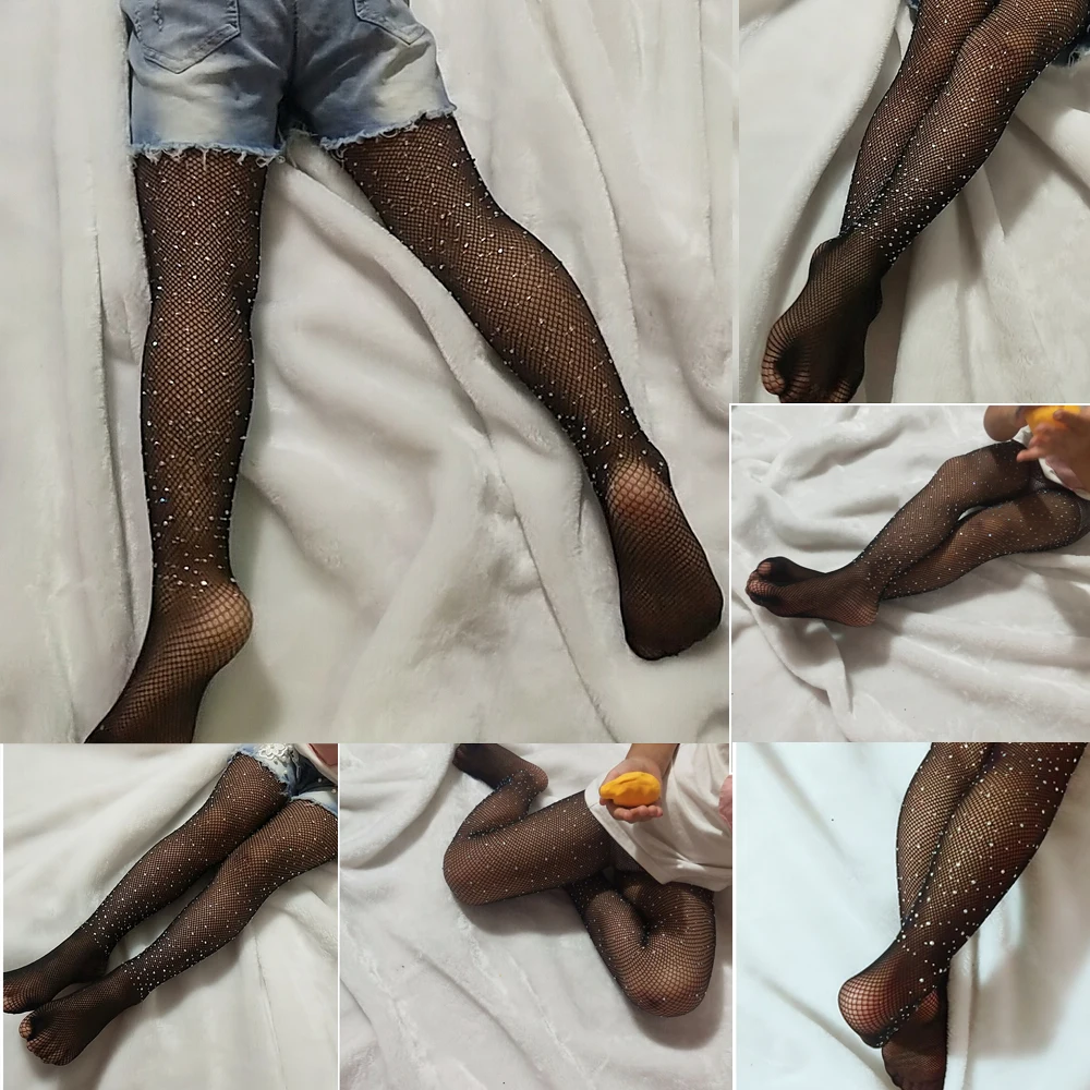 Girls Rhinestone Mesh Fishnet Pantyhose Tights Stockings Children kids baby girl Summer children tights fishnet socks