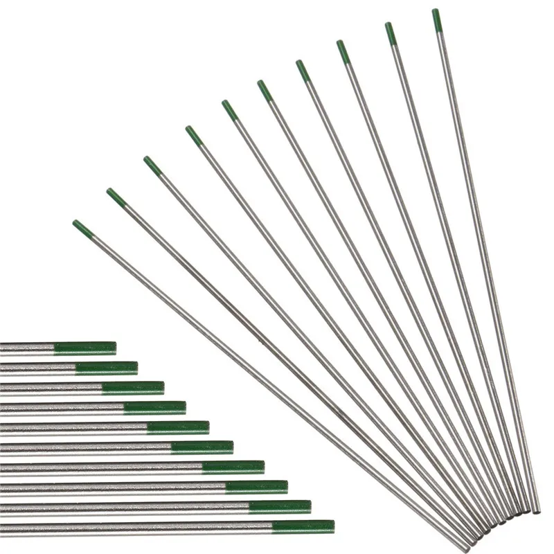 

10PCS/set 2.4*175mm WP Green Tip Welding Tungsten Electrode Welding Rod Electrodes High Electron Escape Work for AC Welding