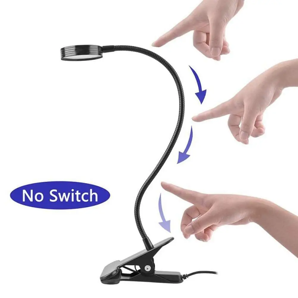 

3W Clip Lamp Clip On LED Reading Light for Beauty Makeup Reading Studying with Arbitrary Touch Switch Button (Black)
