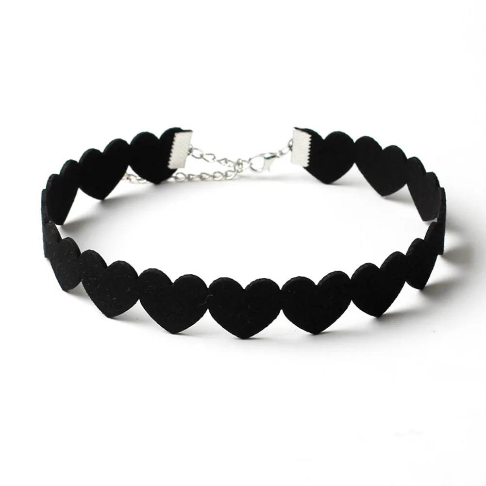 

Heart-shaped Clavicle Necklace Velvet Heart Necklaces Collar Velvet love Chain