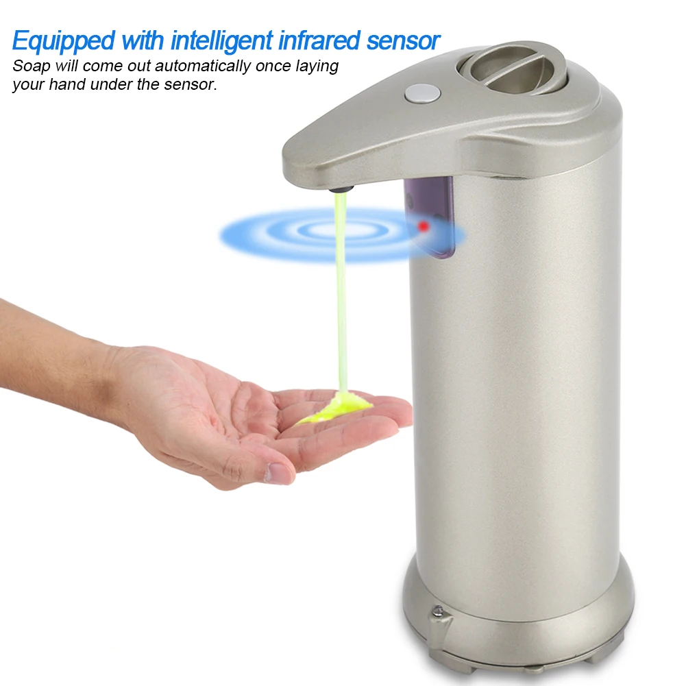 

250ml Automatic Soap Liquid Dispenser Bathroom Sensor Touchless Sanitizer Stainless Steel Liquid Soap Container Bottle New