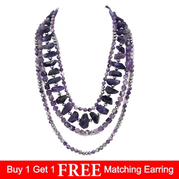

Lii Ji Amethyst Hematite 4 Rows Jade Toggle Clasp Necklace 50cm