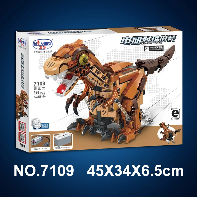 

Winner 7109 424pcs Remote Control Electric Tyrannosaurus Rex T-rex Dinosaur Building Blocks Toys For Children Legoings Technic