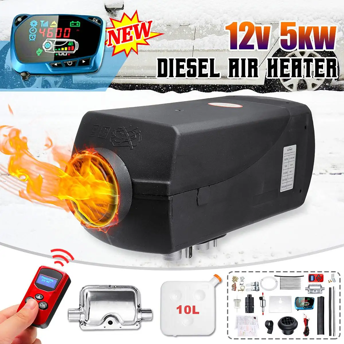 

Car Heater 5KW 12V Air Diesels Heater Parking Heater With Remote Control LCD Monitor For Various Diesels Mechanical Vehicles