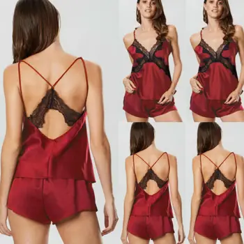 

Fashion Satin Sexy Sleepwear Suit Pajamas Lingerie Underwear Nightwear Women New