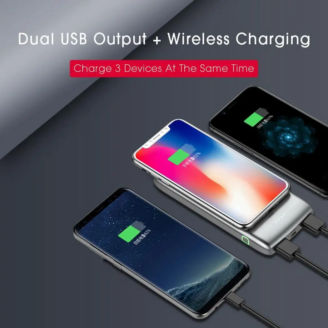 10000 мАч портативный двойной USB выход беспроводной Банк питания|Внешние