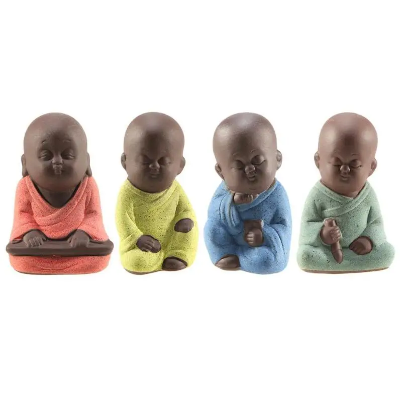 

Small Buddha Statue Small Monk Color Sand Ceramic Tea Pet Purple Sand Pottery Home Monk Figurine Ornament