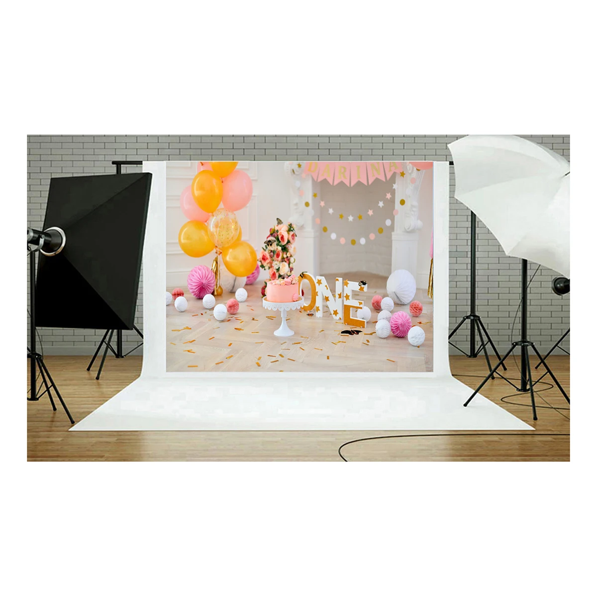 

1st Birthday Party Decorations Backdrop Photography Wall Photo Studio 3D Balloons Background For Baby Infants Newborns 5x3ft