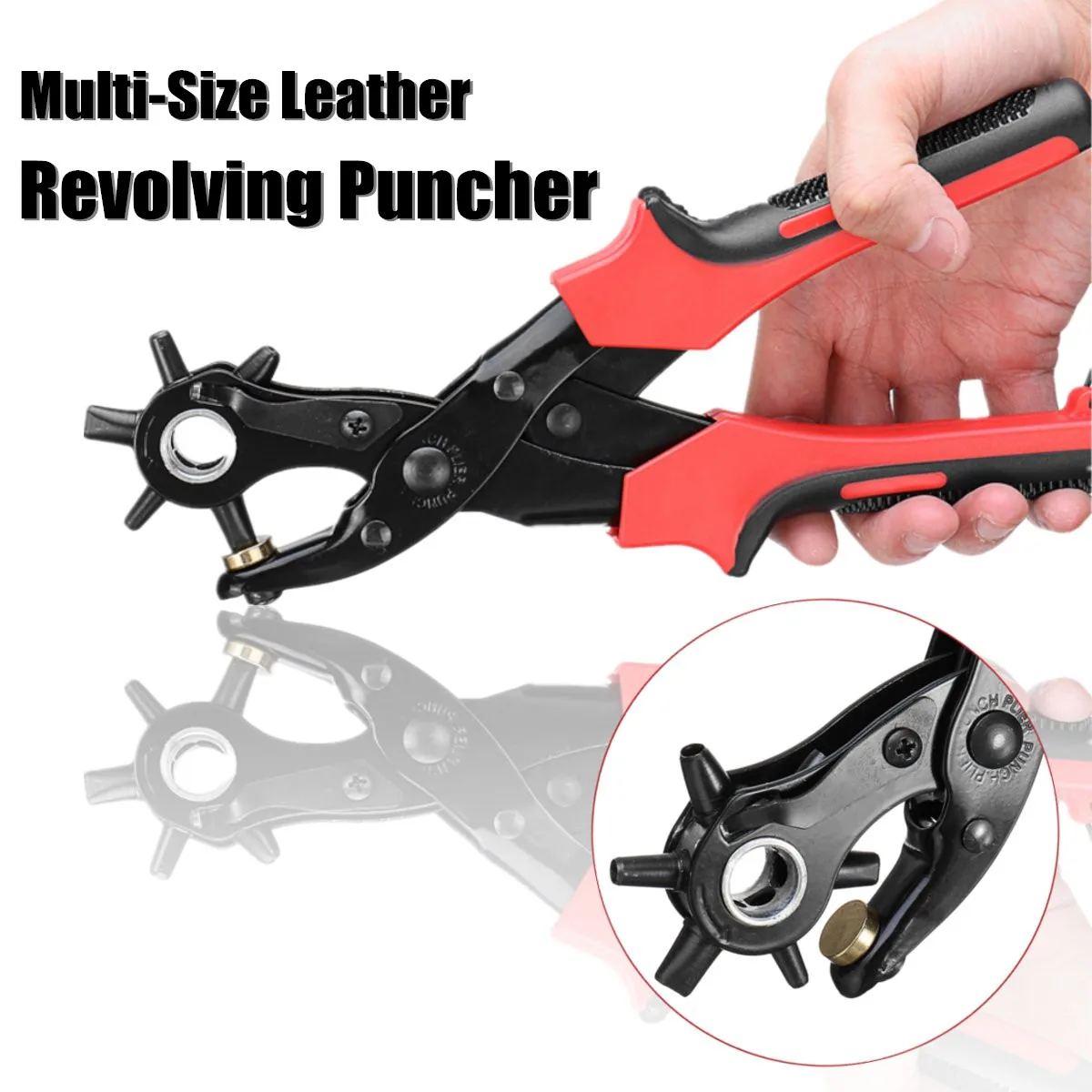 

DIY Manual Leather Hole Punch Belt Revolving Puncher Eyelet Hole Hand Pliers Craft Tools Strap Machine Fabrics Sewing Puncher