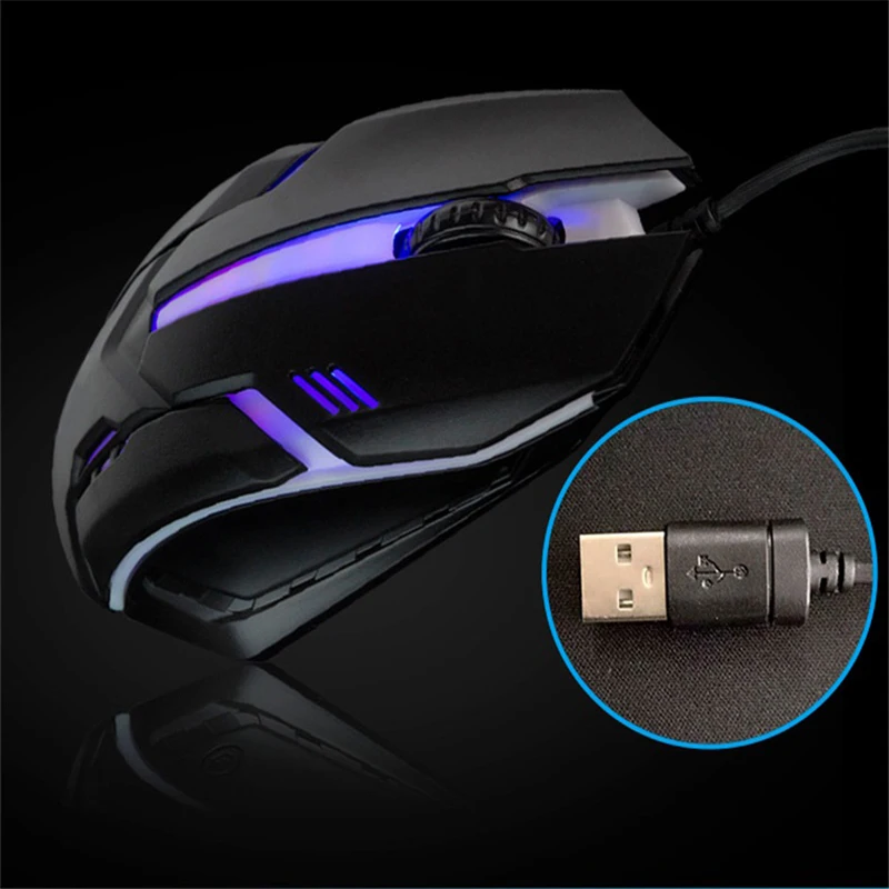KOOYUTA игровая мышь USB Оптическая Проводная 1600 DPI красочный светильник для ПК