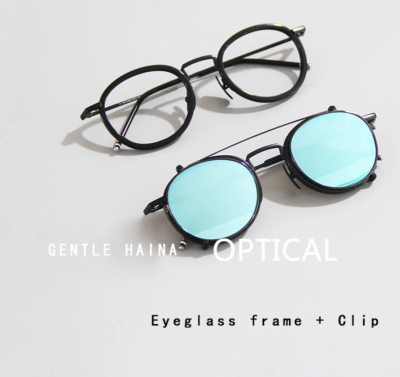 

2019 Round Prescription Eyeglasses frames Clip on Sunglasses Polarized Lens Men women Thom Brand Design Vintage Sun Glasses