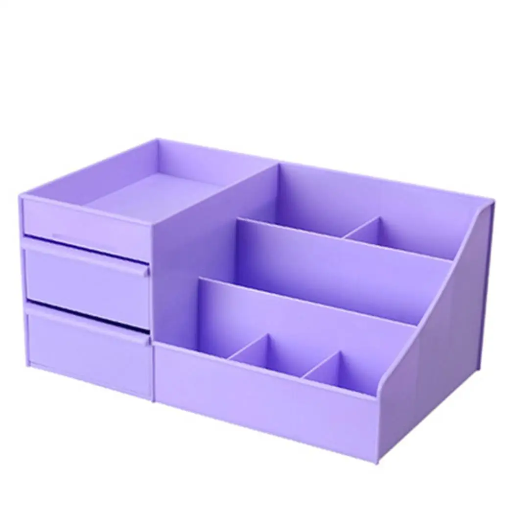 

Desktop Makeup Organizer Storage Box Cosmetic Pink, Purple, Green, Blue Container Case With Drawer