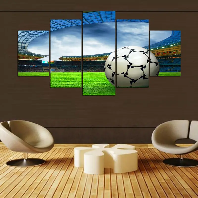 

Canvas Prints Paintings Wall Art Home Decor 5 Pieces Soccer Landscape Poster For Modern Living Room Modular Pictures Framework