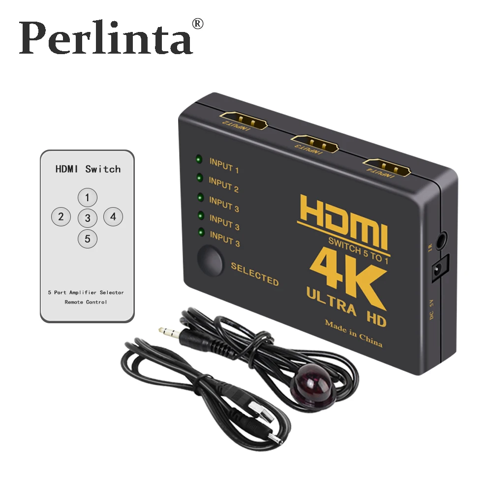 

Perlinta HDMI SWITCHER 4k 5 TO 1 ,3 TO 1 Splitter Box Ultra HD for DVD HDTV Xbox PS3 PS4