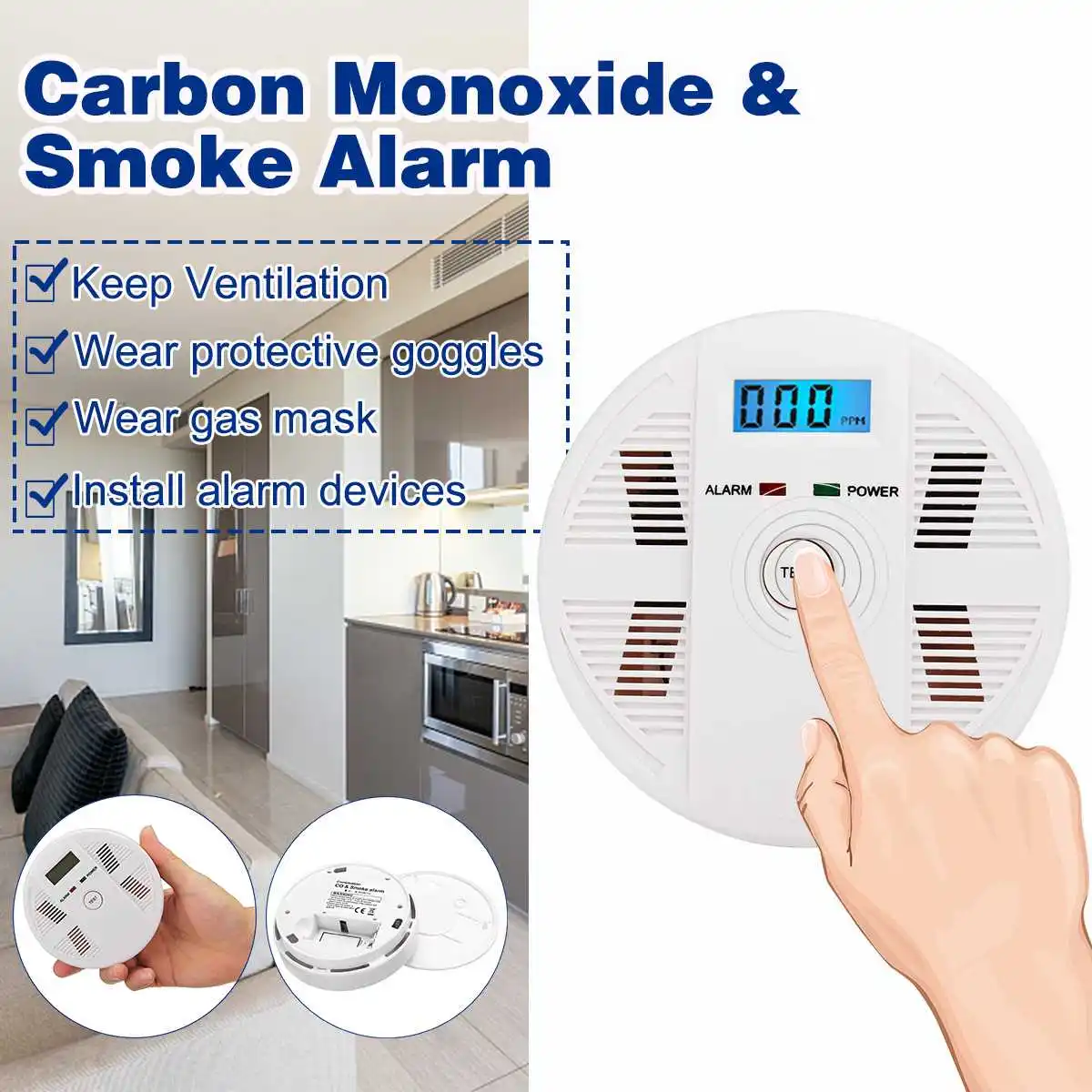 

CO Smoke Detector Live Voice LED Display Alarm Carbon Monoxide Leakage Sensor Smart Human Voice LCD Display High Reliability
