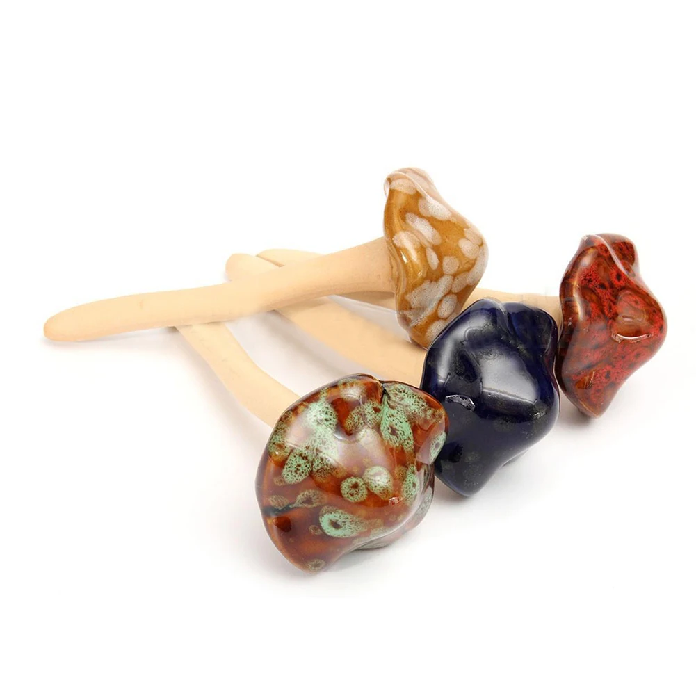 

4Pcs Ceramic Toadstools For The Garden Tinkling Mushrooms Garden Ornaments Decor
