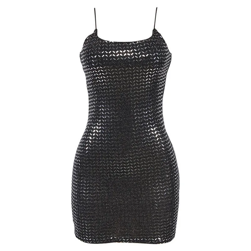 

Spaghetti strap sexy dresses Hot summer Fashion 2019 New Party Club Wear femme Bandage bodycon mini vestidos Evening Bling dress