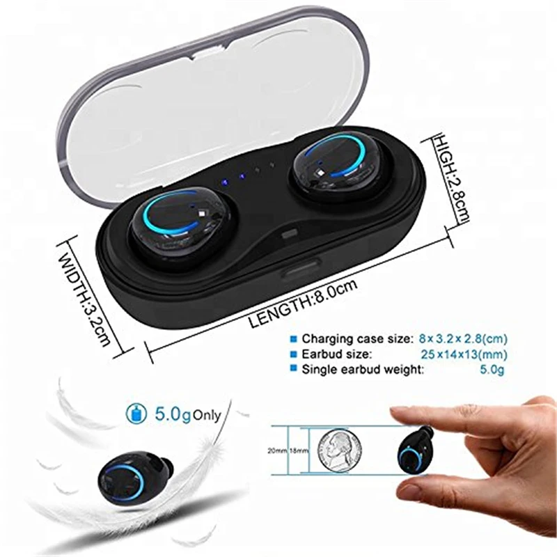 Q18 TWS Wirelss Earphone Smart Touch 4.1 Bluetooth Headsets Mini Handfree Hi-Fi Stereo Earphone Earbuds with 5 times Charger Box
