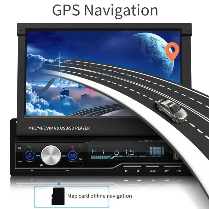 Автомобильная стереосистема T100G 7 дюймов MP5 плеер GPS Navi RDS FM AM радио Bluetooth AUX функция