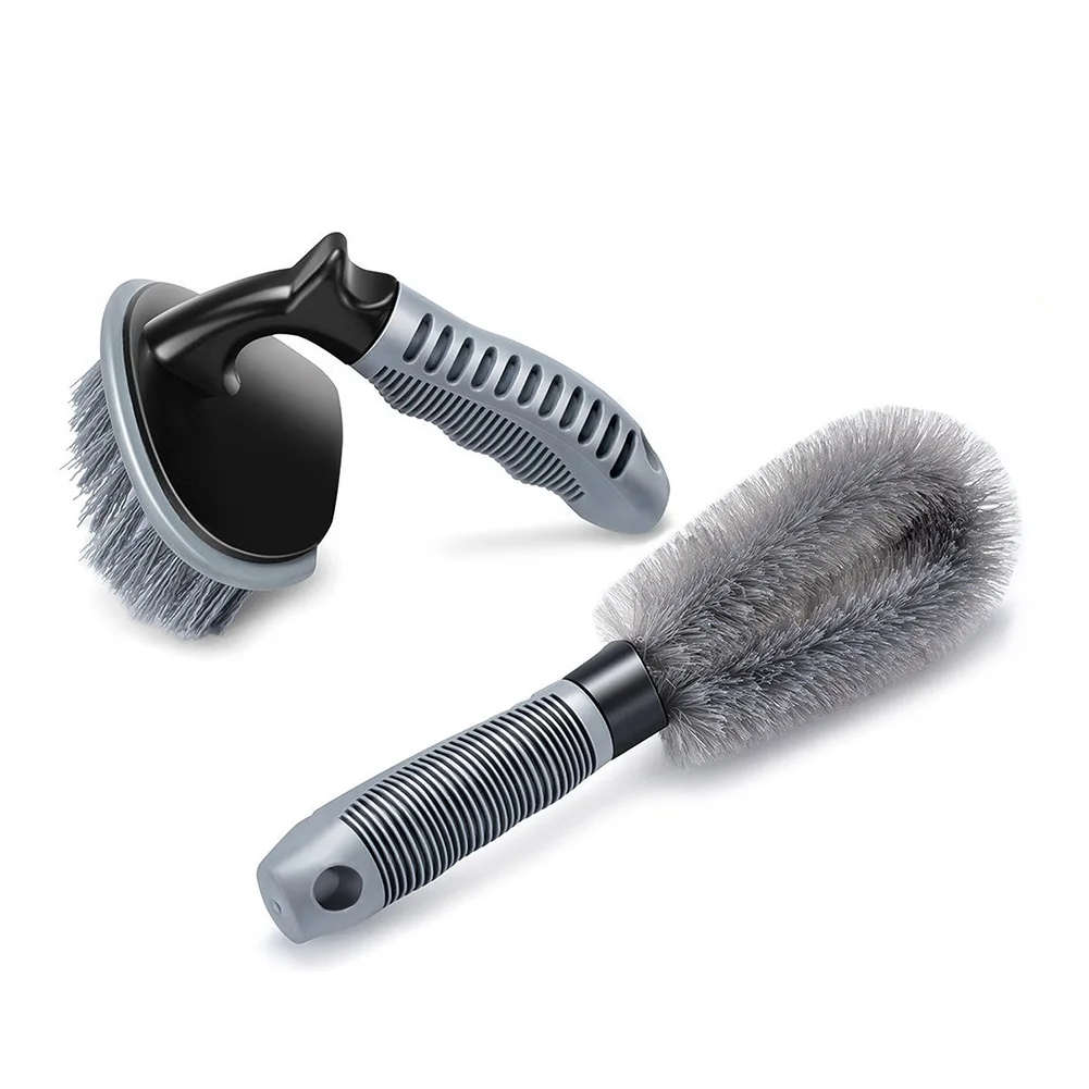 

2 Pcs Steel and Alloy Wheel Cleaning Brush Rim Cleaner For Car Motorcycle Bicycle Tire Wheels Soft wool Steel Brush Washing Tool