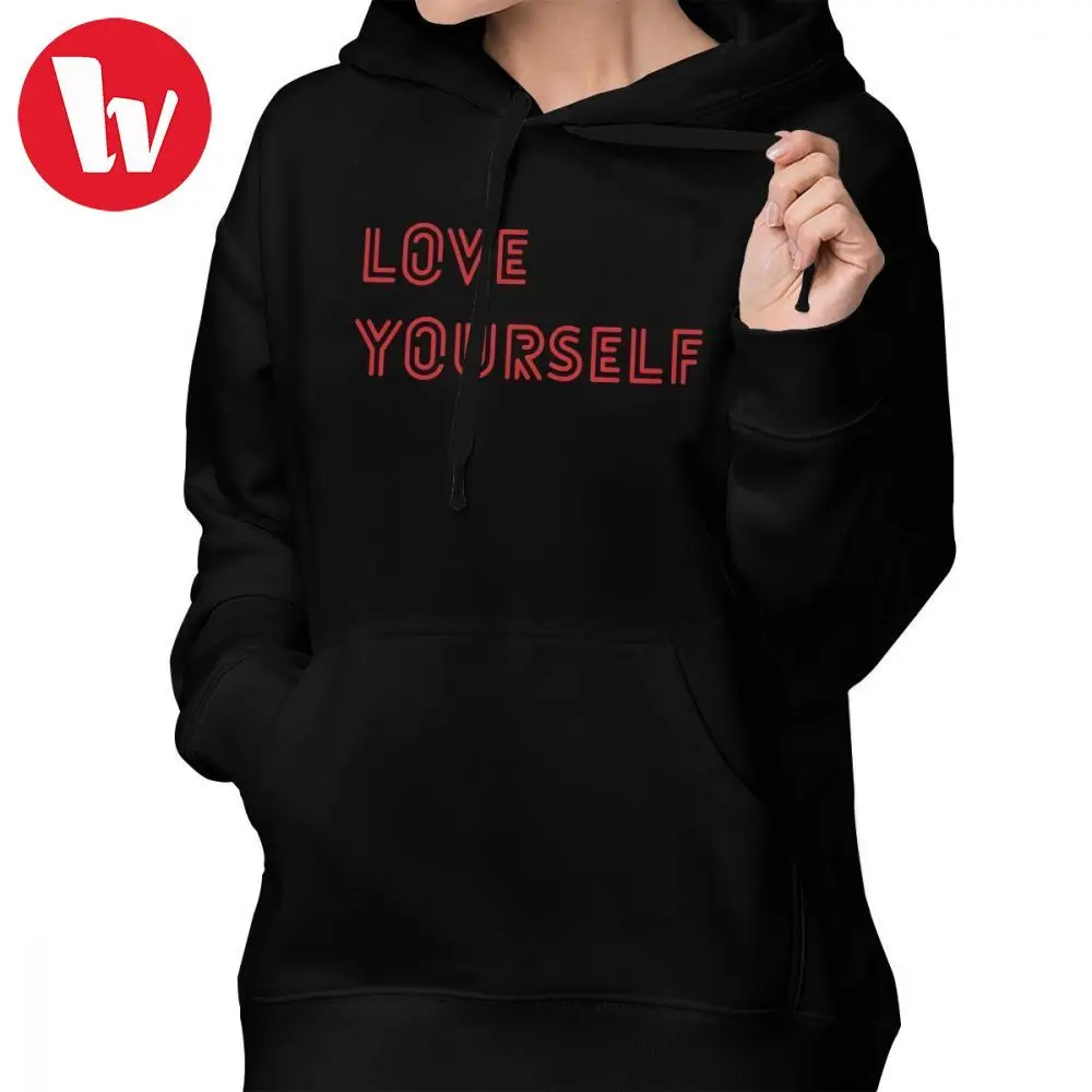 

Love Yourself Tour Hoodie LOVE YOURSELF Tour Logo Hoodies Cotton Black Hoodies Women Long-sleeve Large Pullover Hoodie