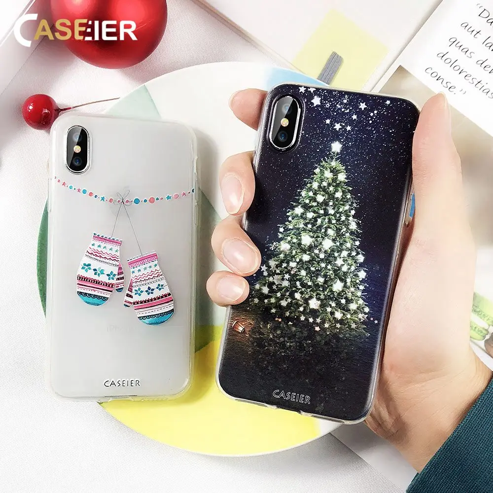 

CASEIER 2020 Christmas Phone Case For iPhone XR 7 X XS MAX 8 6 6S Plus Soft TPU Silicone Cases For iphone 7 5 5S SE Back Covers