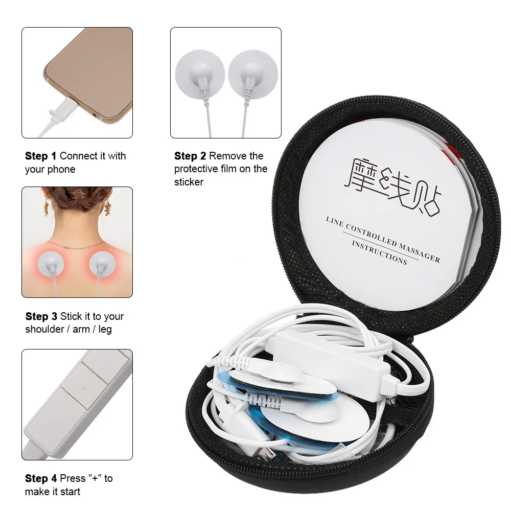 Mini Cervical Massage Pads Body Massager Portable Back Neck Waist Pulse