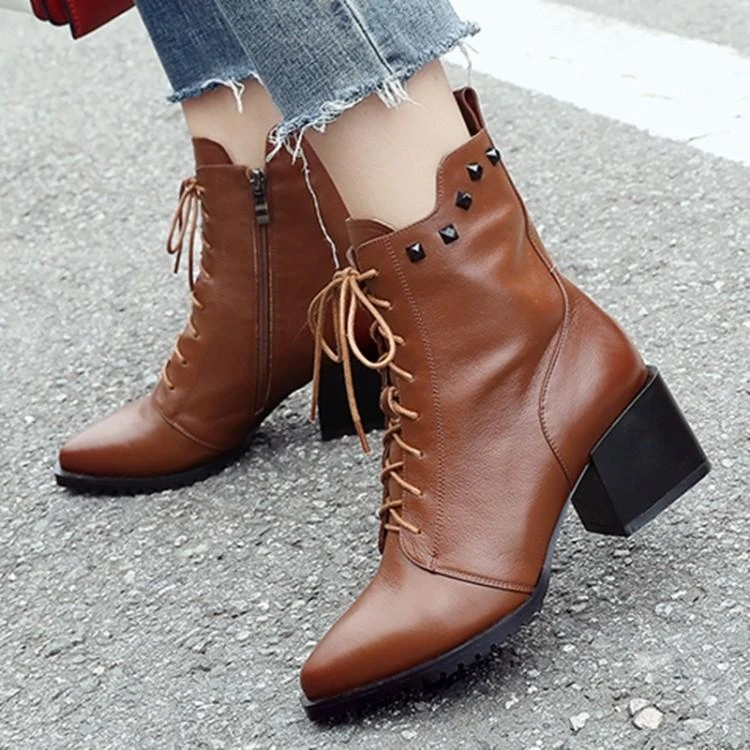 Novedad de 2019! botas Martin para mujer, botas cortas, negras, marrones, con correas zapatos de cuero para y otoño, envío gratis|Botas hasta el tobillo| - AliExpress