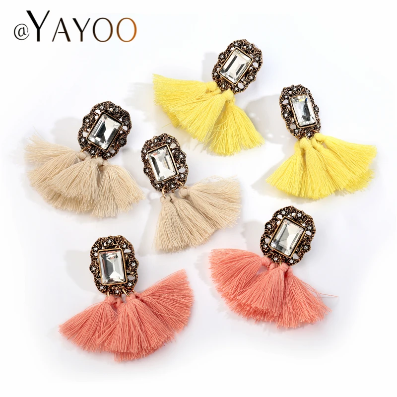 

Bohemian Long Tassel Earrings For Women Pendientes Fashion Jewelry Gold Color Fringe Dangle Earring Female Wedding Party Gift