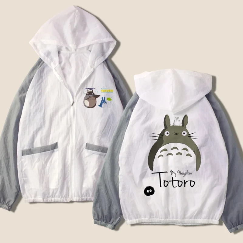 

Women Basic Jacket Totoro Dragon Ball Hooded Thin Outwear High Quality Windbreaker Female Summer Seaside Beach Sunscreen Jacket