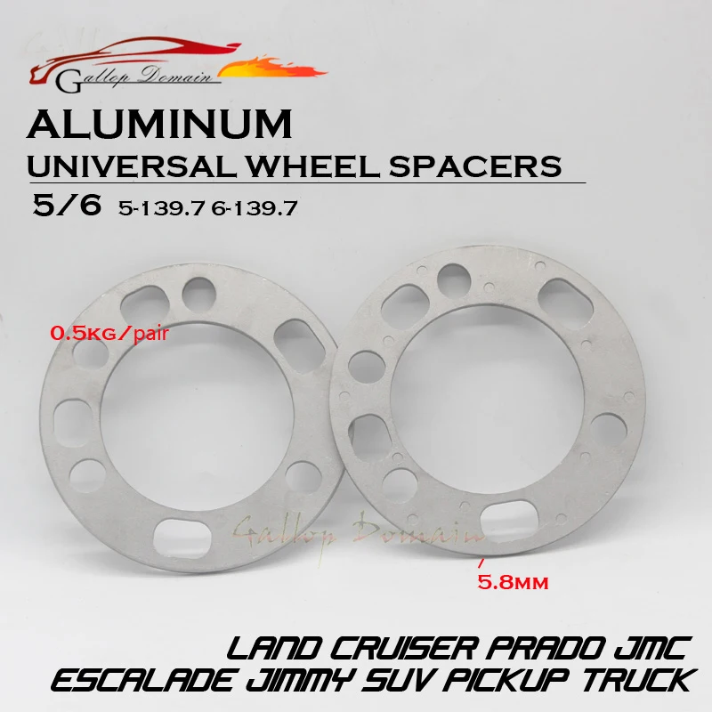 

2pcs 5.8 Mm Aluminum Wheel Spacers Shims Plate 5&6 Stud Fit For Pajero Land Rover Defender Pickup Land Cruiser Prado Jimmy