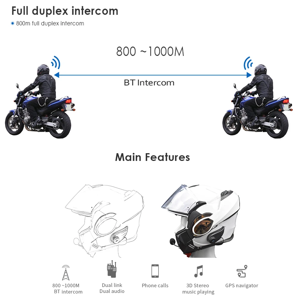 F1 мотоциклетный шлем Интерком Bluetooth гарнитуры беспроводные переговорные наушники 800-1000 м Интерком расстояние Hands-free с микрофоном