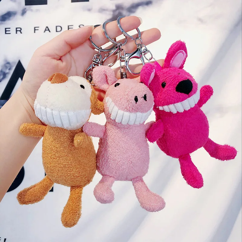 

Smile Bared Teeth Monkey Lint Doll Pendant Cartoon Key Buckle A Bag Backpack Hanging Drop llaveros kawaii plush keychain