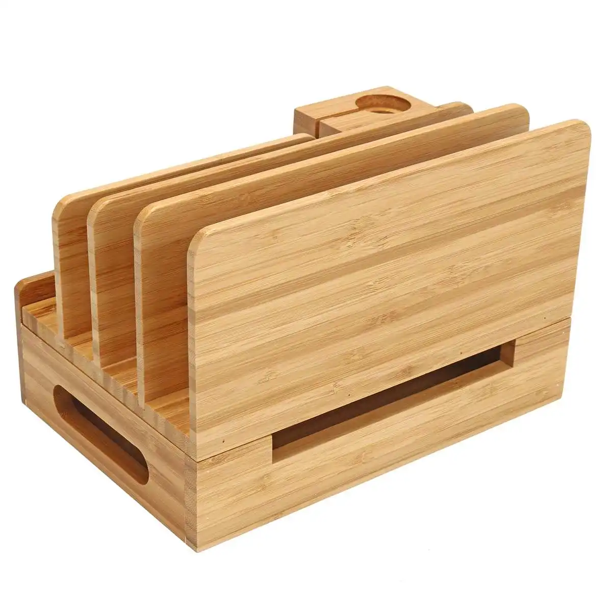  Bamboo Wooden Charging Dock Station Mobile Phone Stand Charger Holder Storage Table For Phone X 8 7
