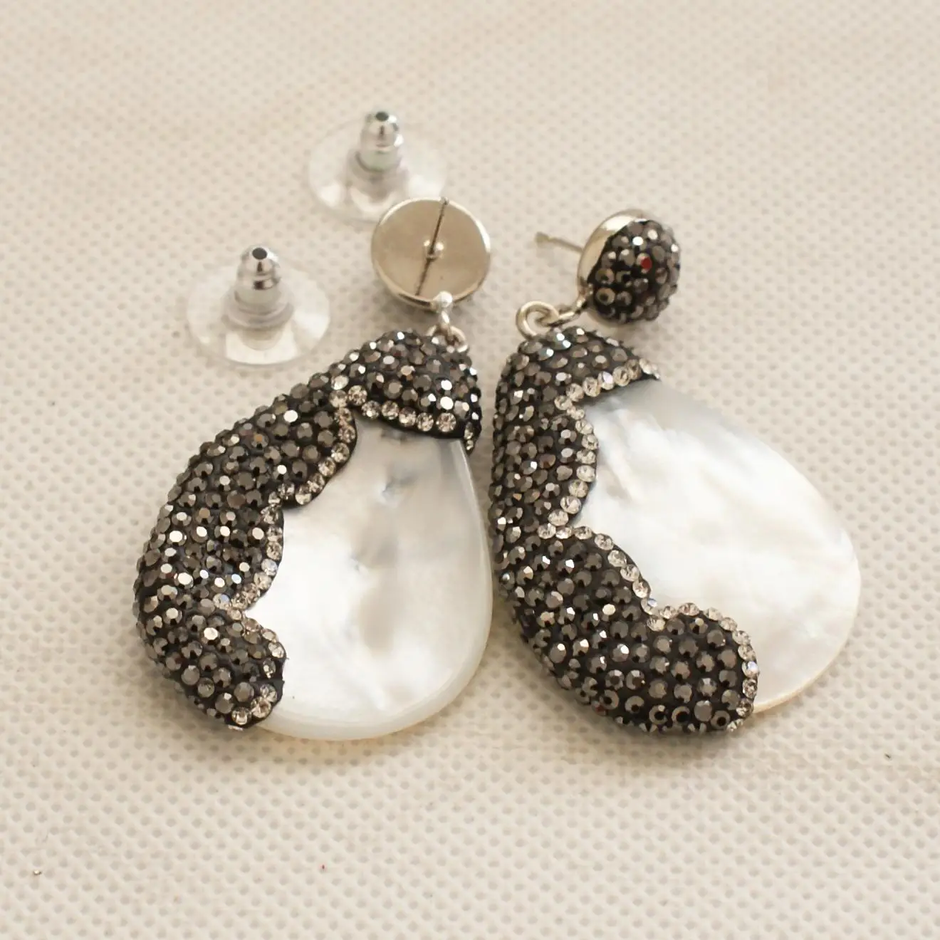 Fashion Women Vintage Natural Shell Dangle Earrings Plated CZ Crystal Water Drop Jewelry Gift Lady Evening Party Wear|Серьги-подвески|