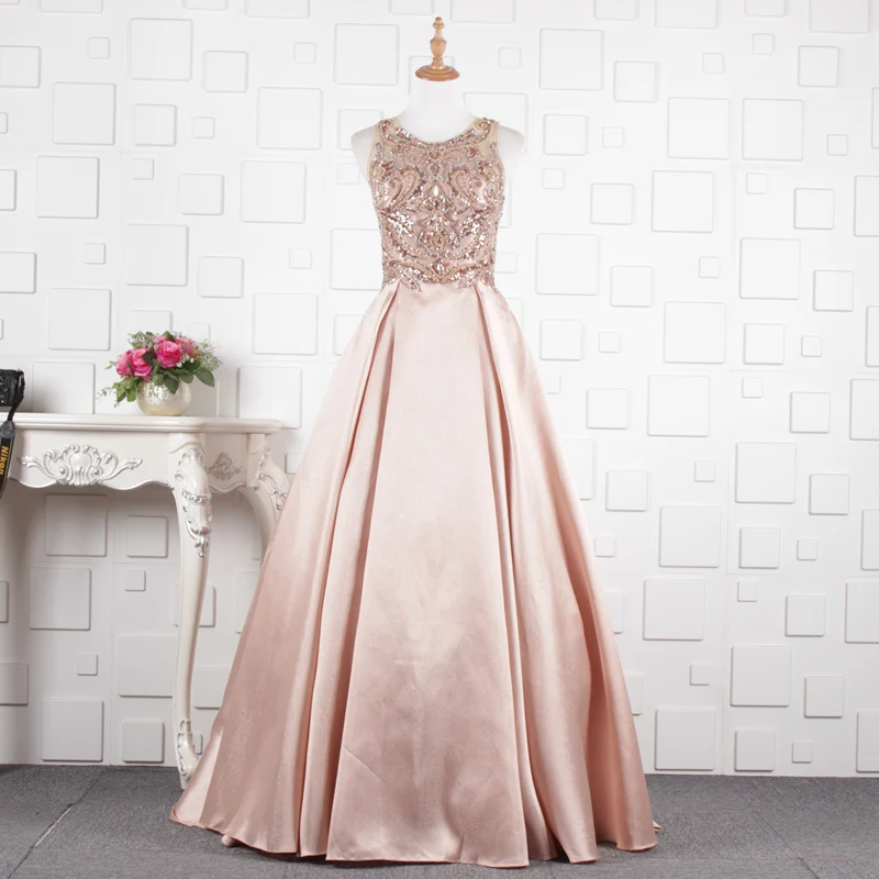 SSYFashion Новое роскошное розовое золото Атласное Вечернее платье высокого класса
